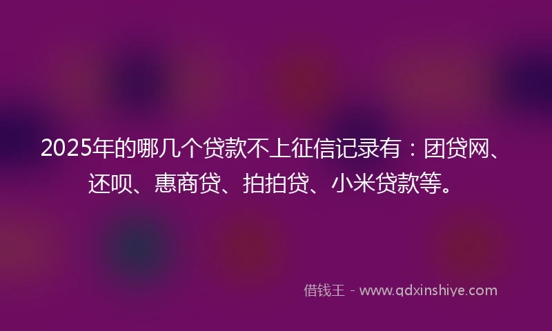 2025年的哪几个贷款不上征信记录有：团贷网、还呗、惠商贷、拍拍贷、小米贷款等。