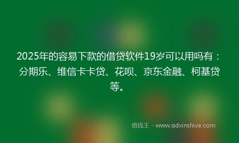 2025年的容易下款的借贷软件19岁可以用吗有：分期乐、维信卡卡贷、花呗、京东金融、柯基贷等。