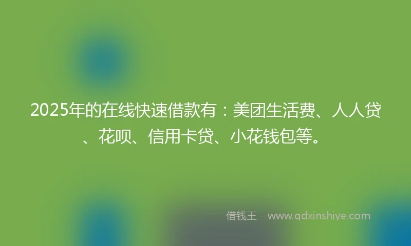 2025年的在线快速借款有：美团生活费、人人贷、花呗、信用卡贷、小花钱包等。