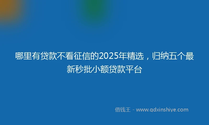 哪里有贷款不看征信的2025年精选，归纳五个最新秒批小额贷款平台