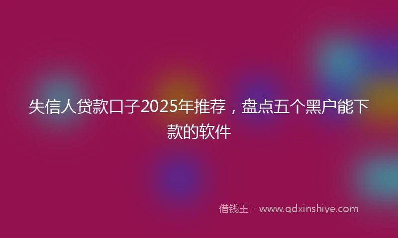 失信人贷款口子2025年推荐，盘点五个黑户能下款的软件