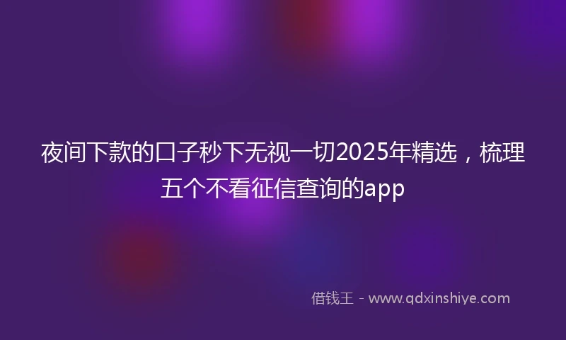 夜间下款的口子秒下无视一切2025年精选，梳理五个不看征信查询的app
