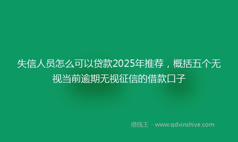 失信人员怎么可以贷款2025年推荐，概括五个无视当前逾期无视征信的借款口子