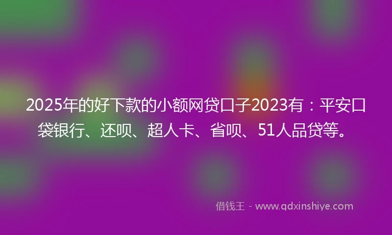 2025年的好下款的小额网贷口子2023有：平安口袋银行、还呗、超人卡、省呗、51人品贷等。