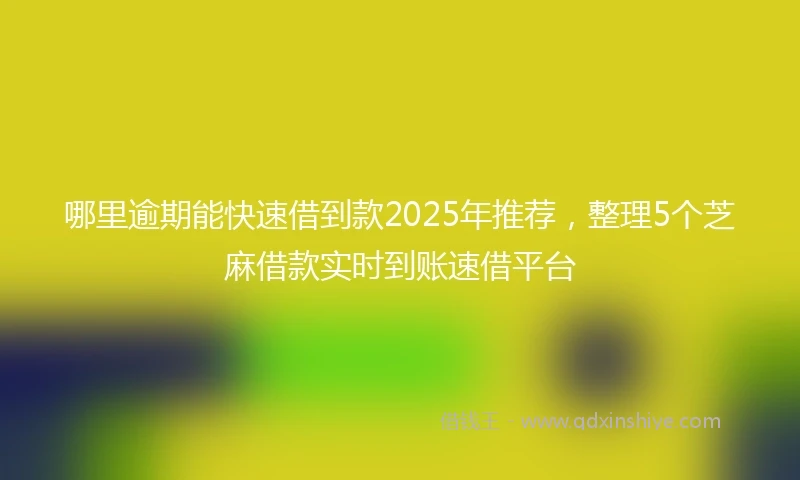 哪里逾期能快速借到款2025年推荐，整理5个芝麻借款实时到账速借平台