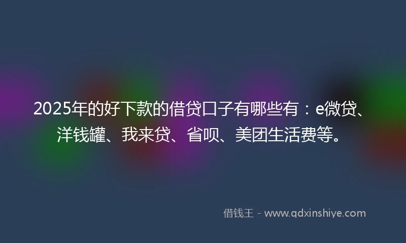 2025年的好下款的借贷口子有哪些有：e微贷、洋钱罐、我来贷、省呗、美团生活费等。
