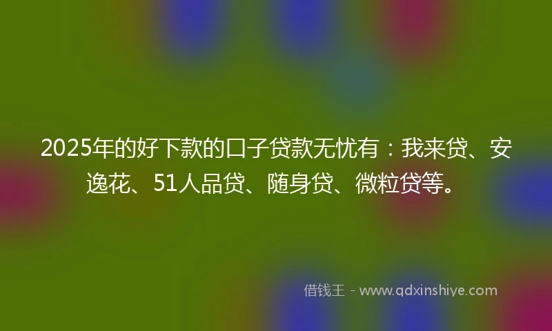 2025年的好下款的口子贷款无忧有：我来贷、安逸花、51人品贷、随身贷、微粒贷等。