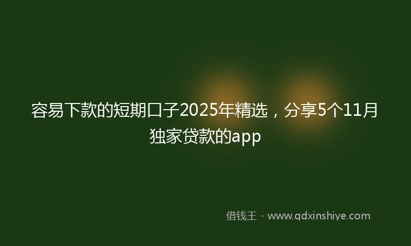 容易下款的短期口子2025年精选，分享5个11月独家贷款的app