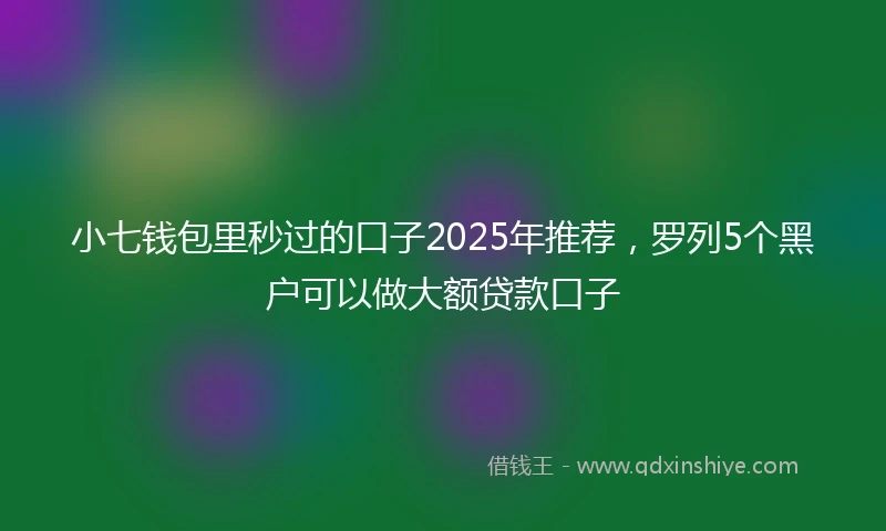 小七钱包里秒过的口子2025年推荐，罗列5个黑户可以做大额贷款口子