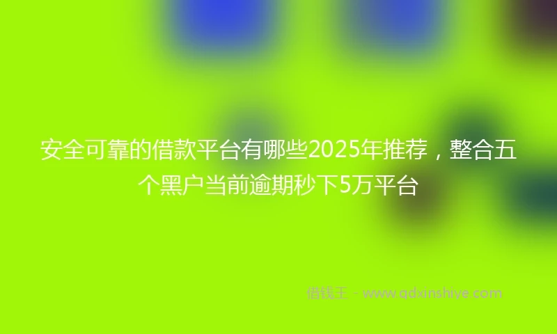 安全可靠的借款平台有哪些2025年推荐，整合五个黑户当前逾期秒下5万平台