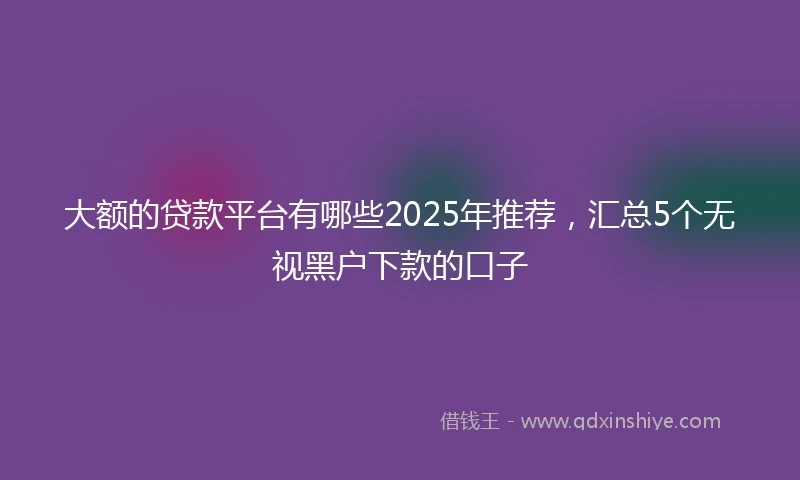 大额的贷款平台有哪些2025年推荐，汇总5个无视黑户下款的口子