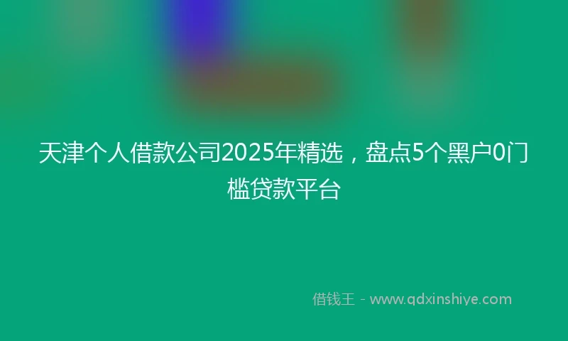 天津个人借款公司2025年精选，盘点5个黑户0门槛贷款平台