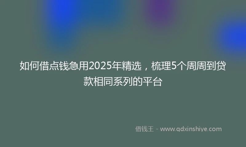 如何借点钱急用2025年精选，梳理5个周周到贷款相同系列的平台
