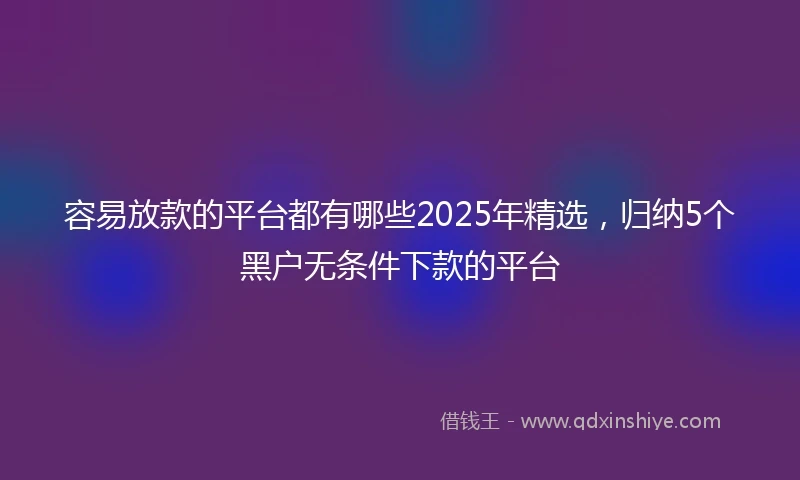 容易放款的平台都有哪些2025年精选，归纳5个黑户无条件下款的平台