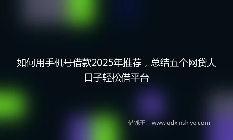 如何用手机号借款2025年推荐，总结五个网贷大口子轻松借平台