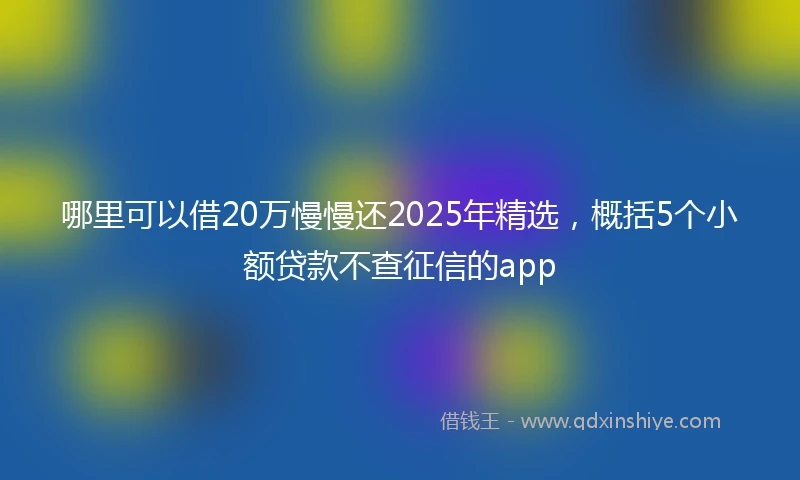 哪里可以借20万慢慢还2025年精选，概括5个小额贷款不查征信的app