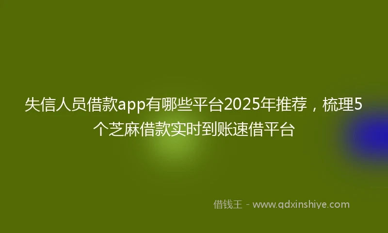 失信人员借款app有哪些平台2025年推荐，梳理5个芝麻借款实时到账速借平台
