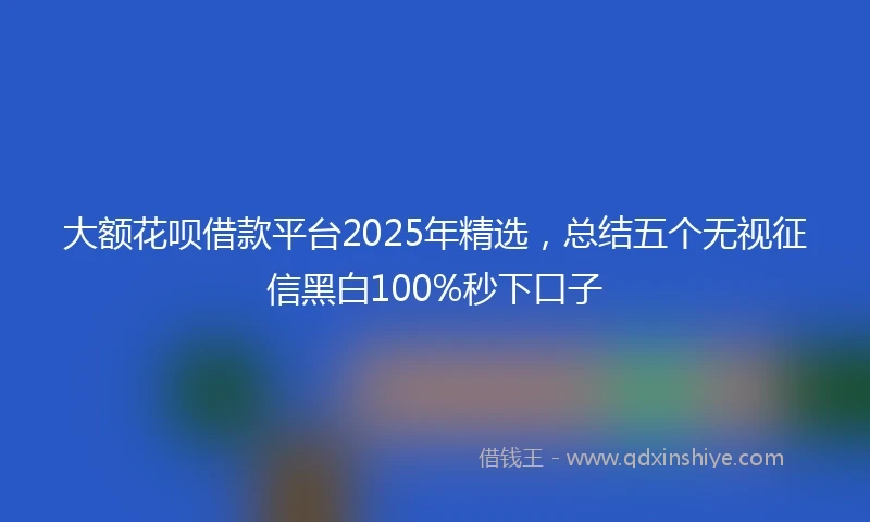 大额花呗借款平台2025年精选，总结五个无视征信黑白100%秒下口子