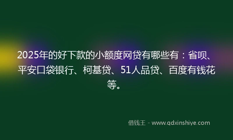 2025年的好下款的小额度网贷有哪些有：省呗、平安口袋银行、柯基贷、51人品贷、百度有钱花等。