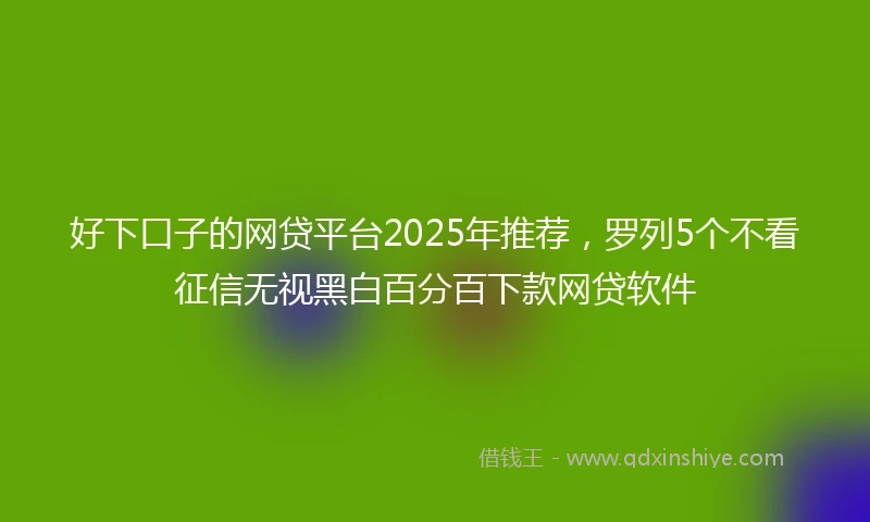 好下口子的网贷平台2025年推荐，罗列5个不看征信无视黑白百分百下款网贷软件