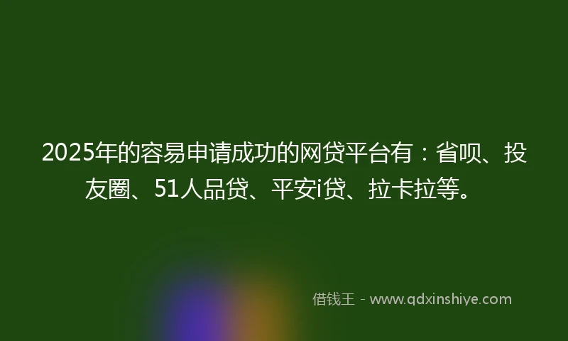 2025年的容易申请成功的网贷平台有：省呗、投友圈、51人品贷、平安i贷、拉卡拉等。