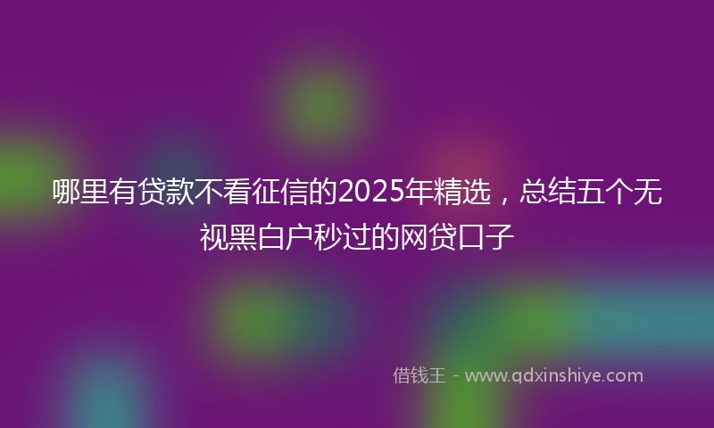 哪里有贷款不看征信的2025年精选，总结五个无视黑白户秒过的网贷口子