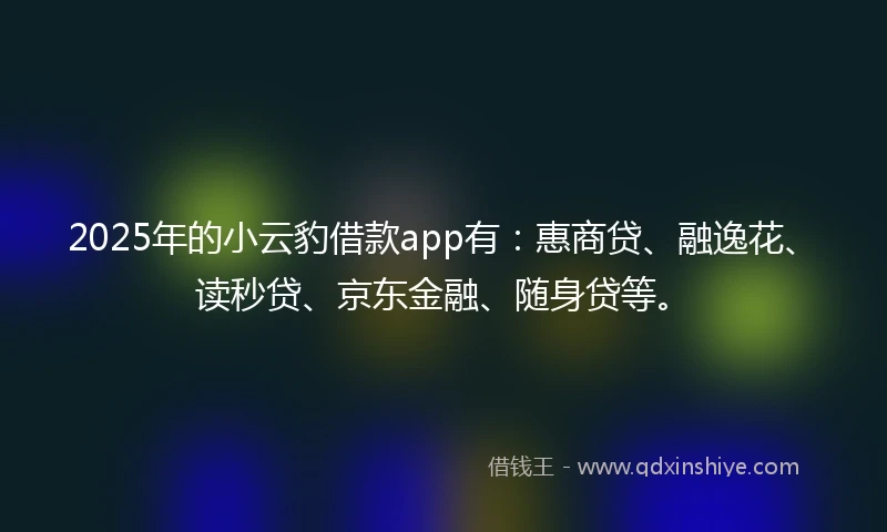 2025年的小云豹借款app有：惠商贷、融逸花、读秒贷、京东金融、随身贷等。