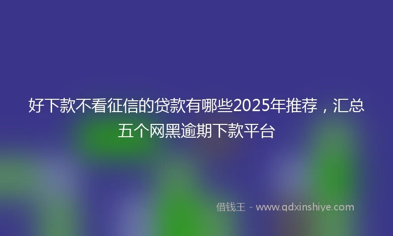 好下款不看征信的贷款有哪些2025年推荐，汇总五个网黑逾期下款平台