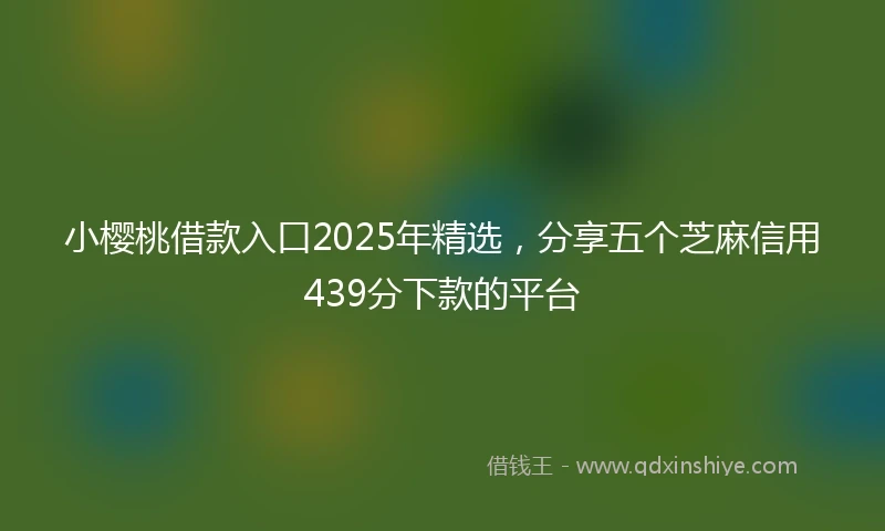 小樱桃借款入口2025年精选，分享五个芝麻信用439分下款的平台