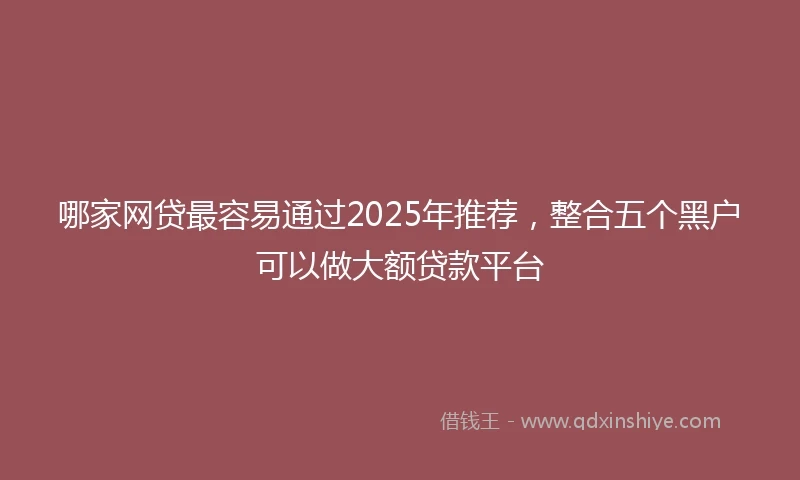 哪家网贷最容易通过2025年推荐，整合五个黑户可以做大额贷款平台