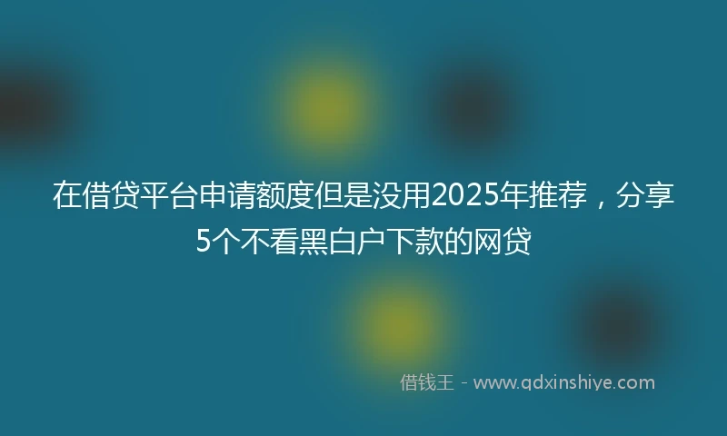 在借贷平台申请额度但是没用2025年推荐，分享5个不看黑白户下款的网贷