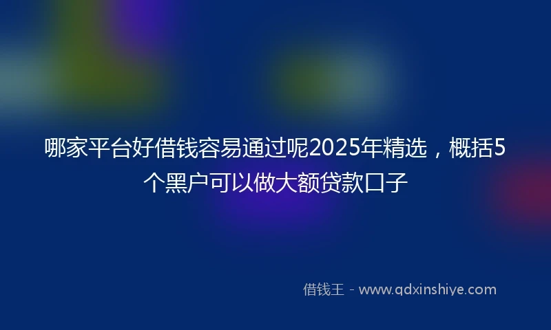 哪家平台好借钱容易通过呢2025年精选，概括5个黑户可以做大额贷款口子