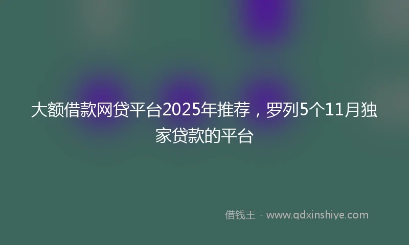 大额借款网贷平台2025年推荐，罗列5个11月独家贷款的平台