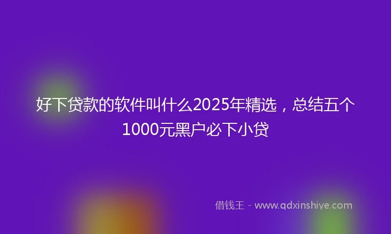 好下贷款的软件叫什么2025年精选，总结五个1000元黑户必下小贷