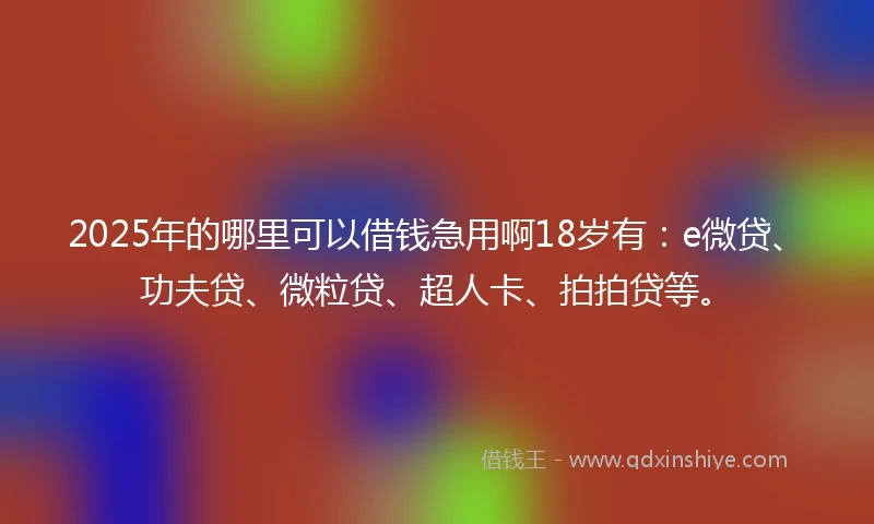 2025年的哪里可以借钱急用啊18岁有：e微贷、功夫贷、微粒贷、超人卡、拍拍贷等。