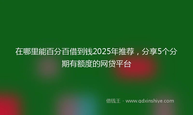 在哪里能百分百借到钱2025年推荐，分享5个分期有额度的网贷平台