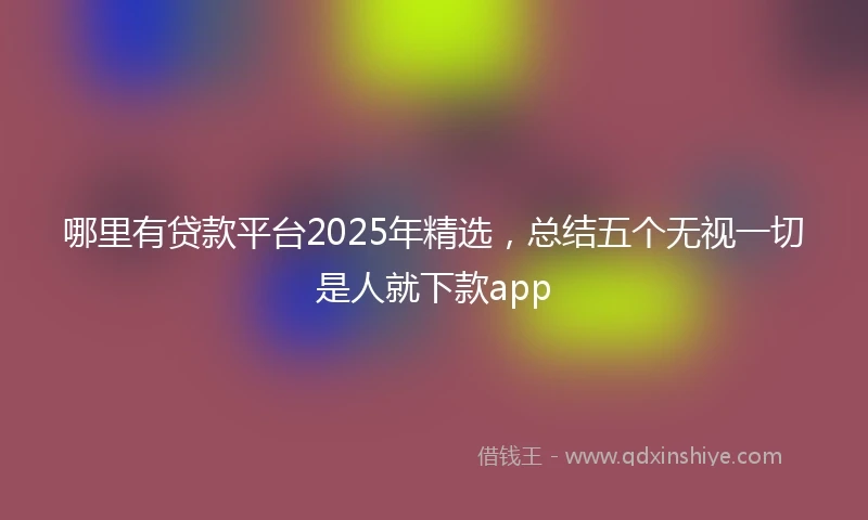 哪里有贷款平台2025年精选，总结五个无视一切是人就下款app
