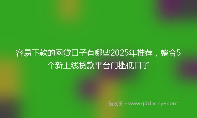 容易下款的网贷口子有哪些2025年推荐，整合5个新上线贷款平台门槛低口子