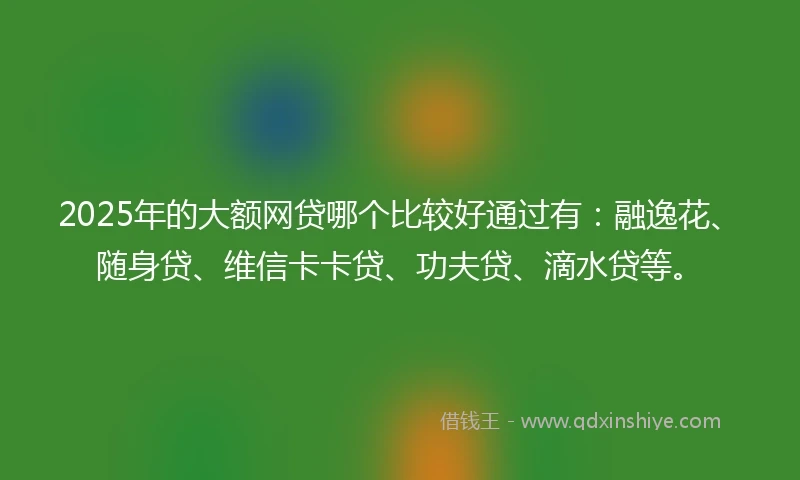 2025年的大额网贷哪个比较好通过有：融逸花、随身贷、维信卡卡贷、功夫贷、滴水贷等。
