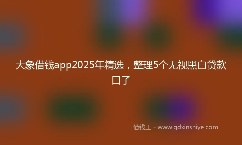 大象借钱app2025年精选,整理5个无视黑白贷款口子
