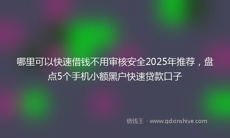 哪里可以快速借钱不用审核安全2025年推荐，盘点5个手机小额黑户快速贷款口子
