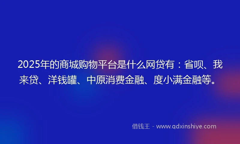2025年的商城购物平台是什么网贷有：省呗、我来贷、洋钱罐、中原消费金融、度小满金融等。