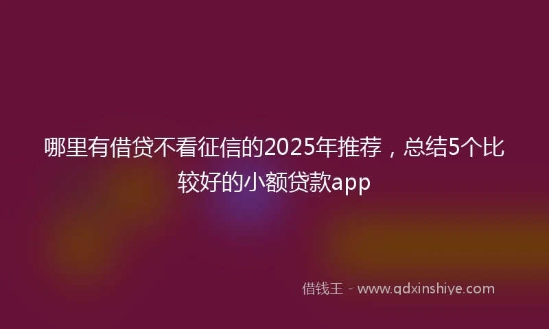 哪里有借贷不看征信的2025年推荐，总结5个比较好的小额贷款app