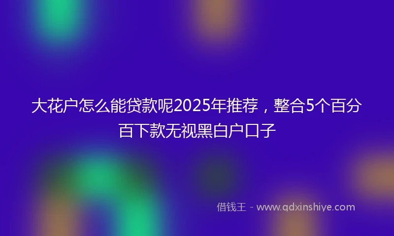 大花户怎么能贷款呢2025年推荐，整合5个百分百下款无视黑白户口子