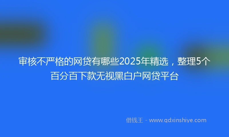 审核不严格的网贷有哪些2025年精选，整理5个百分百下款无视黑白户网贷平台