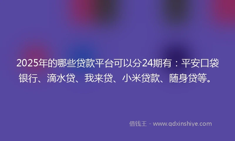 2025年的哪些贷款平台可以分24期有：平安口袋银行、滴水贷、我来贷、小米贷款、随身贷等。