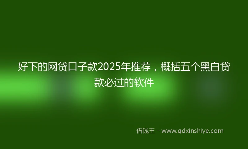 好下的网贷口子款2025年推荐，概括五个黑白贷款必过的软件