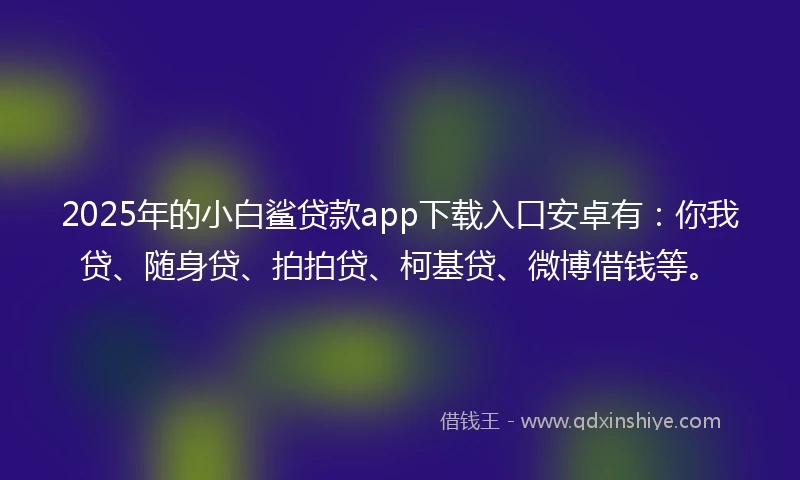 2025年的小白鲨贷款app下载入口安卓有：你我贷、随身贷、拍拍贷、柯基贷、微博借钱等。