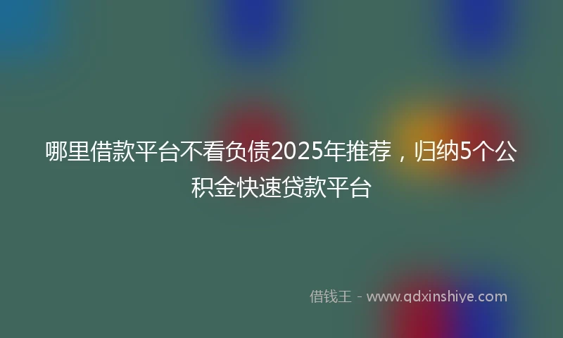 哪里借款平台不看负债2025年推荐，归纳5个公积金快速贷款平台