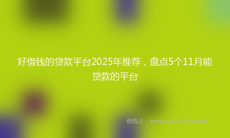 好借钱的贷款平台2025年推荐，盘点5个11月能贷款的平台